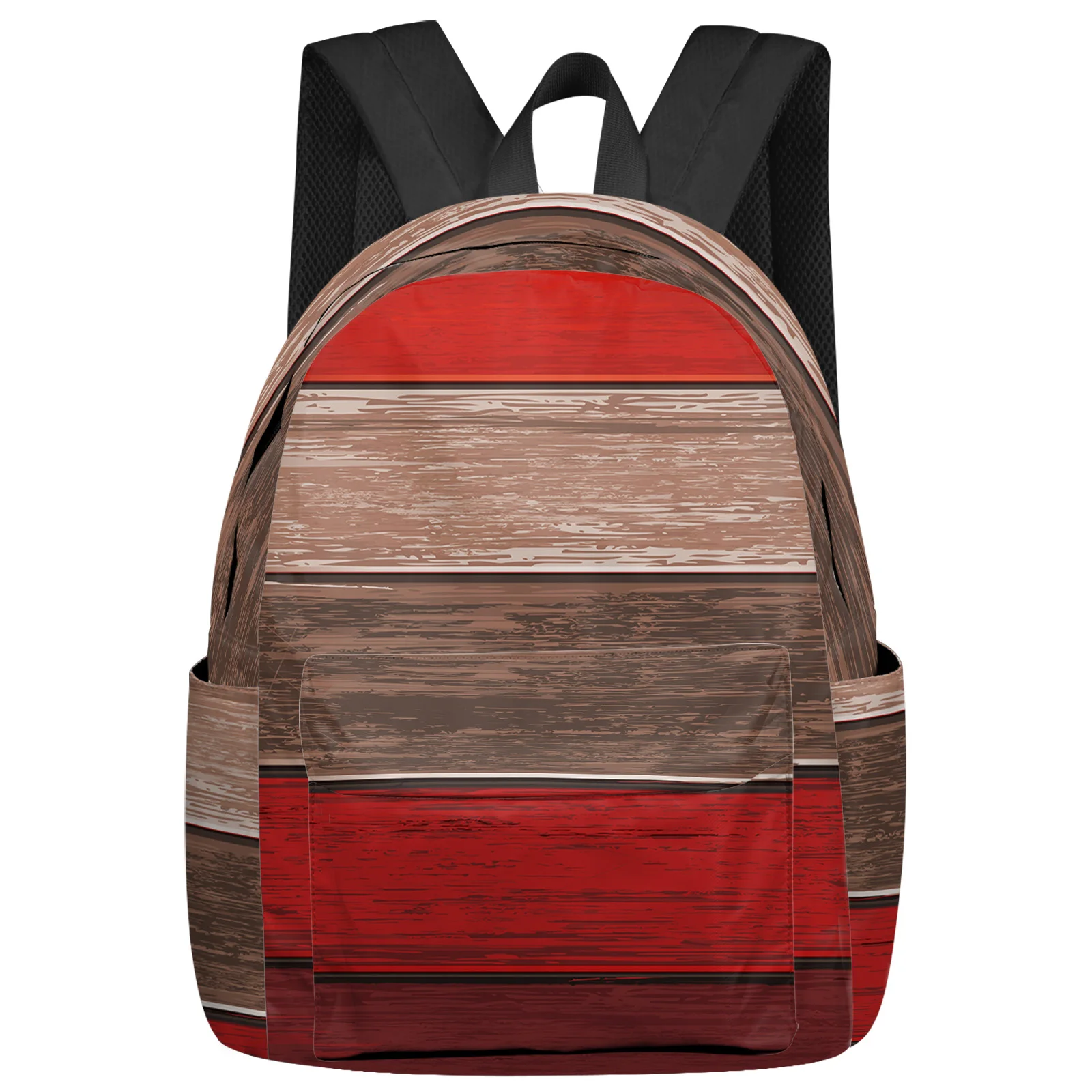 Vintage Farm Red Wood Grain Gradient Women Man Backpacks Waterproof School Backpack For Student Boys Girls Laptop Bags Mochilas