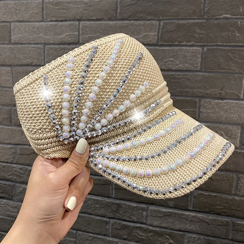 Rhinestone Hat Baseball cap style Ladies Cap Casual Outdoor Sport Cap Summer Beach Sunshade Hat Out Breathable Empty Top Hat