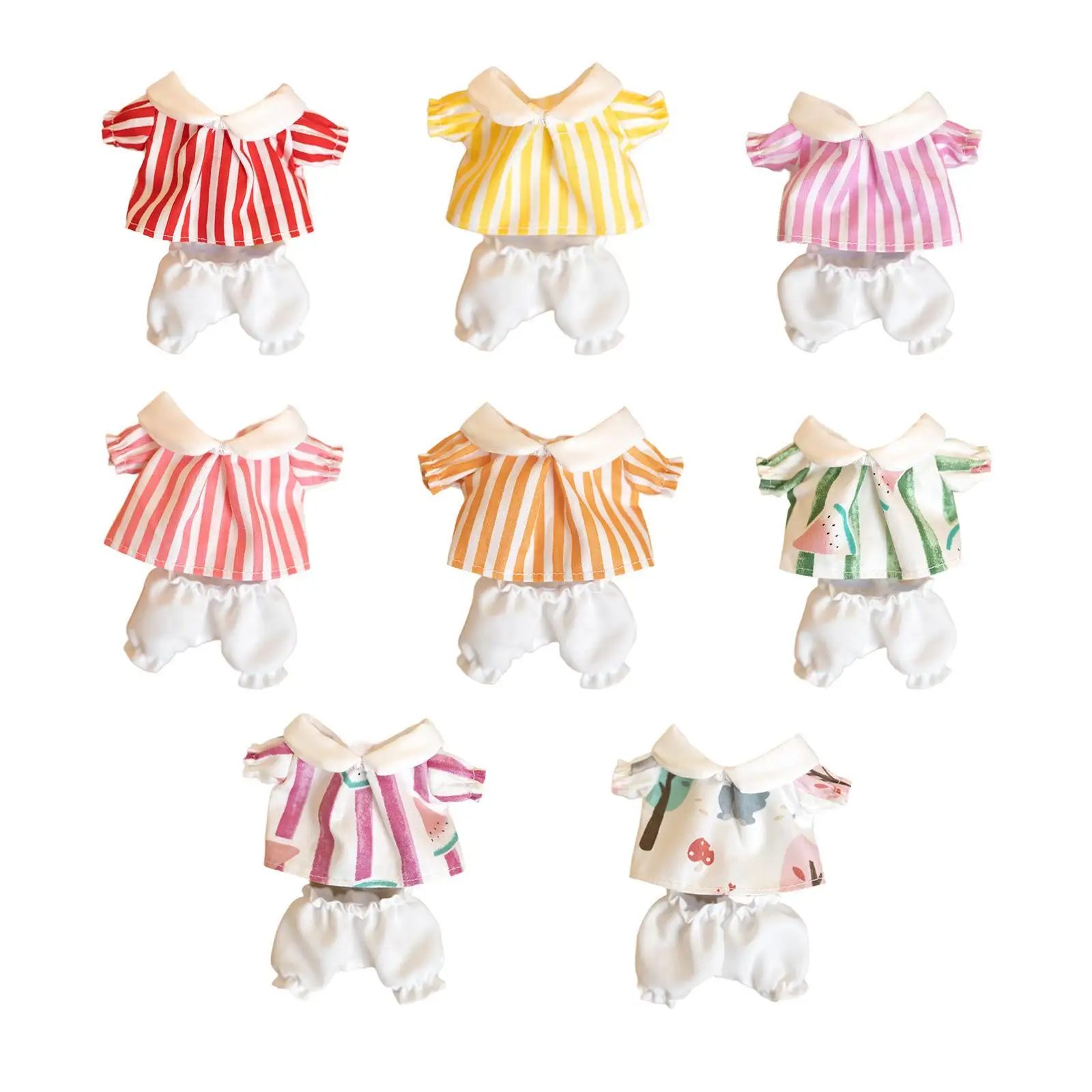 Doll Top and Pants Doll Clothes DIY Easy to Put on and Take Off Soft Costume Doll Decor for 17cm Pendant Dolls Dress up