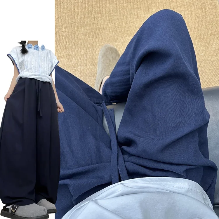 Luźne lniane spodnie damskie z wysokim stanem, idealne na lato 2025, nowe, przewiewne, przyjazne dla skóry, oddychające, długie do ziemi, codzienne.