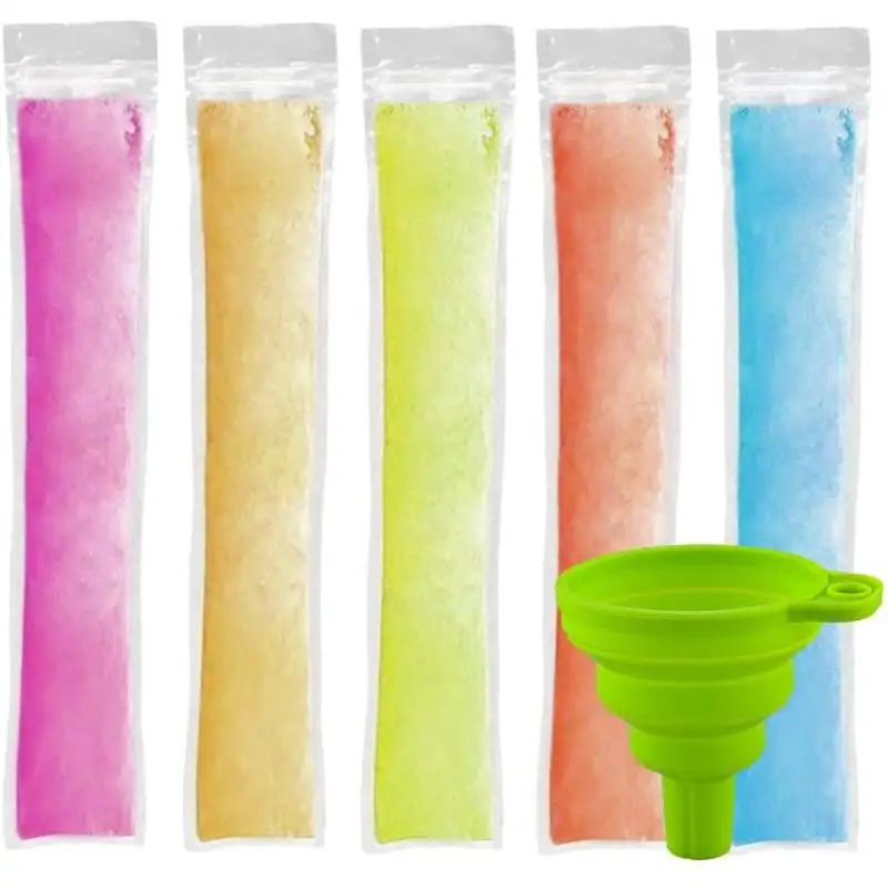 

20pcs Disposable Ice Pop Mold Bag 5.5x28cm Large Freeze Pop Bgas Popsicle Bags with Silicone Funnel for Smoothies Yogurt Sticks