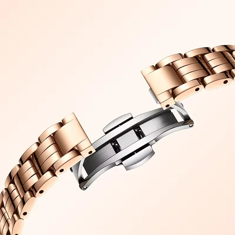 Mark Fairwhale Orologio da donna alla moda Semplice movimento al quarzo rosa Orologio da polso ghiacciato con quadrante di perle di lusso per regalo da donna