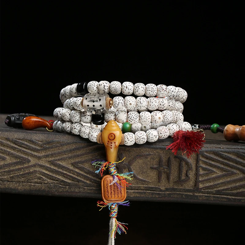 and Moon Bodhi Seed 108 Buddhist Beads Tibetan Style Black Agate Bone Accessories