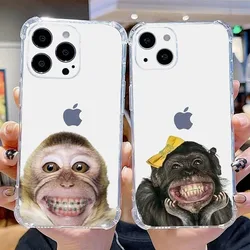 Monkey Sipping Caprisun Meme Phone Case For iPhone 16,15,14,13,12,11 Plus,Pro,Max,XR,XS,X,7,8,SE,Mini Transparent Silicone Soft