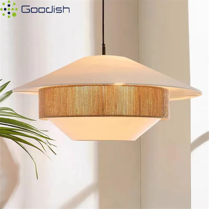 

Японские подвесные светильники в стиле ваби-саби, светодиодные, в форме шляпы, художественные, креативные, с покрытием, для гостиной, домашнего декора, люстры