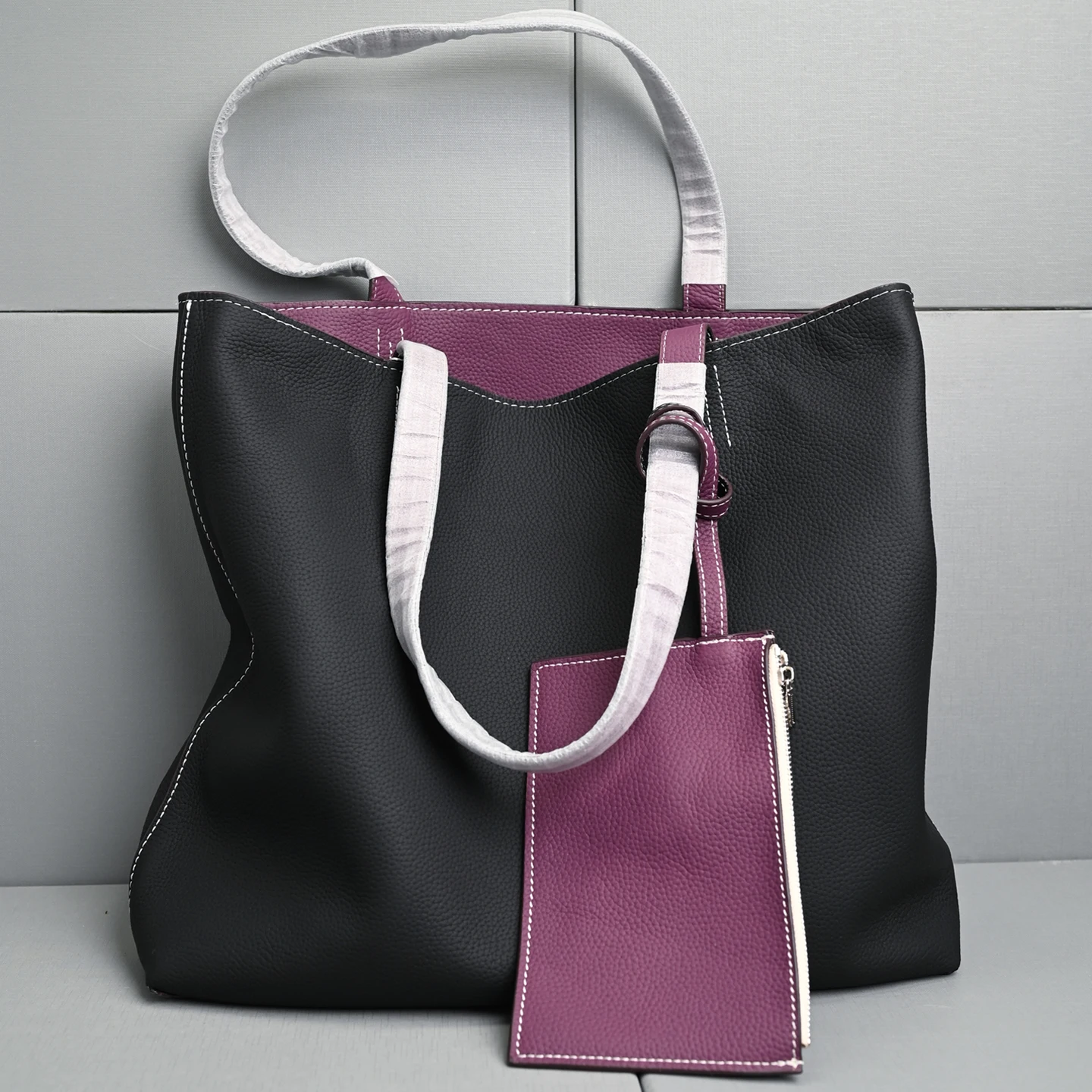 

Двусторонняя большая сумка из натуральной кожи, большая вместительная сумка из натуральной кожи внутри и снаружи, сумка для покупок на плечо из воловьей кожи с верхним зерном