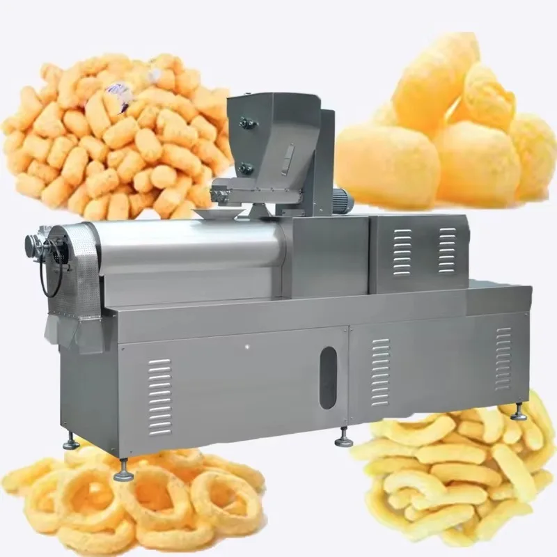 High Efficiency Automatic Continuous Line Puff Food Snack Extruder Machine for Inflated Snacks Corn Chips Production Line Custom