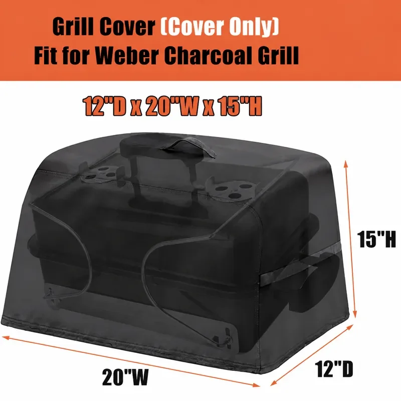 Compatible with Weber Go-Anywhere Charcoal Grill Cover Waterproof Portable Small BBQ Grill Protector Dust Rain Proof Outdoor