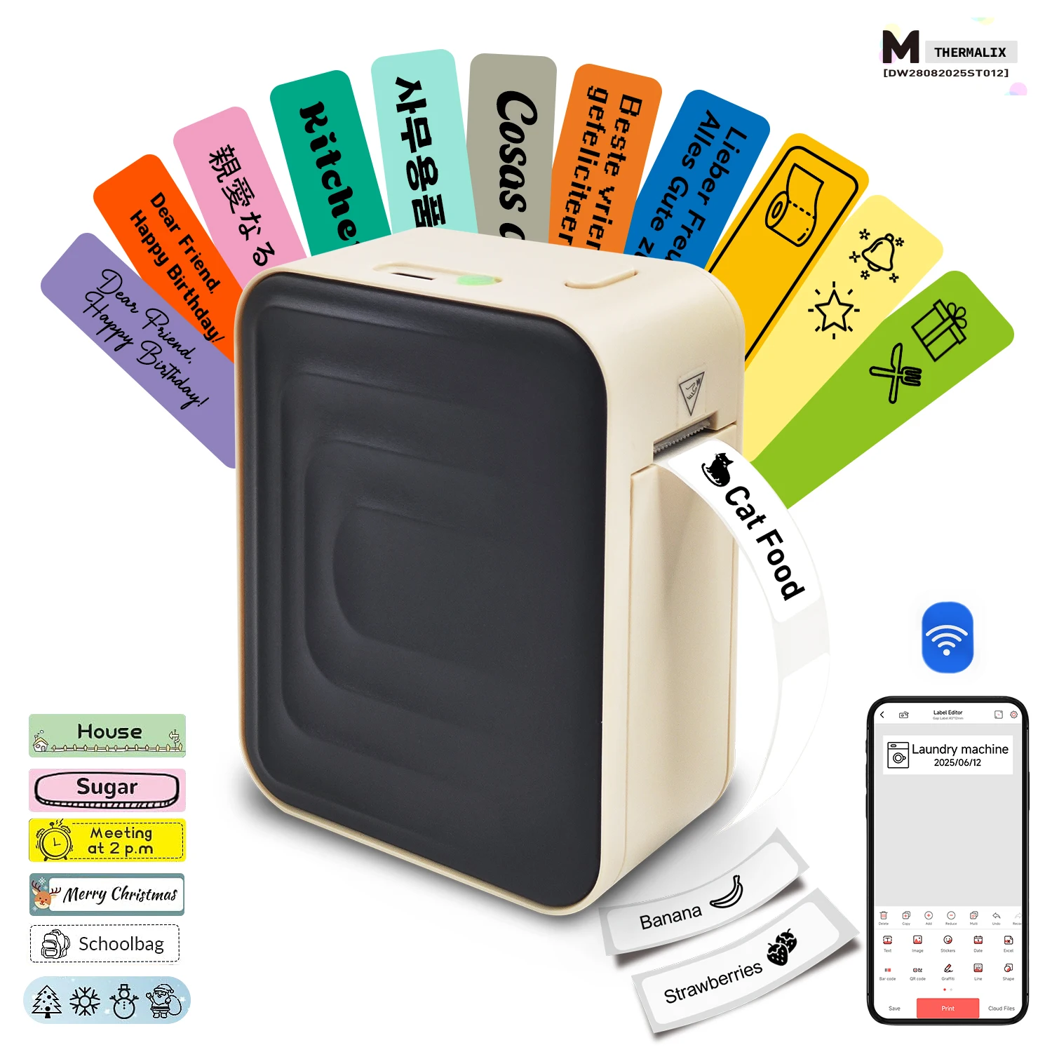 Marklife Smart tragbarer Etikettendrucker, Mini-Taschen-Thermo-Aufkleberdrucker, selbstklebende Etikettenpapiere für den Büro- und Heimgebrauch