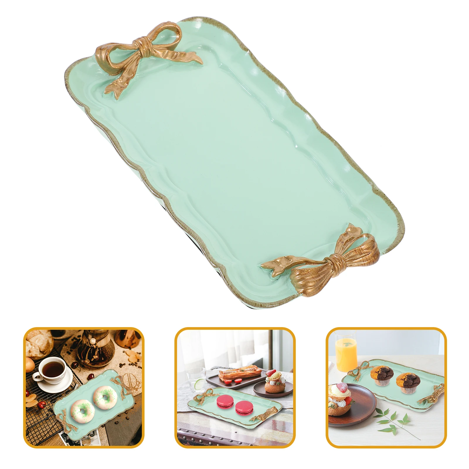 

Vintage Resin Serving Decorative Fruit Plate Jewelry Tray Coffee Table Storage Platter Home Office Party Resin Dinner Plate