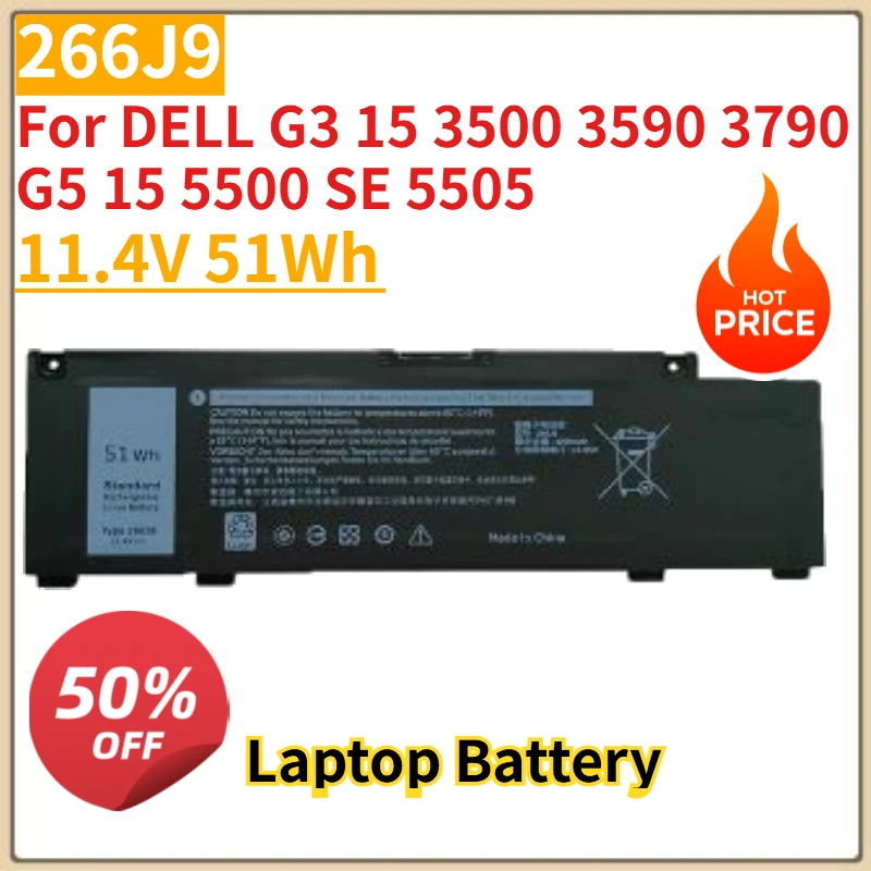 

Новый аккумулятор для ноутбука MV07R 266J9 15,2 В 11,4 В 68/51 Втч для DELL G3 15 3500 3590 3790 G5 15 5500 SE 5505 Сменный аккумулятор