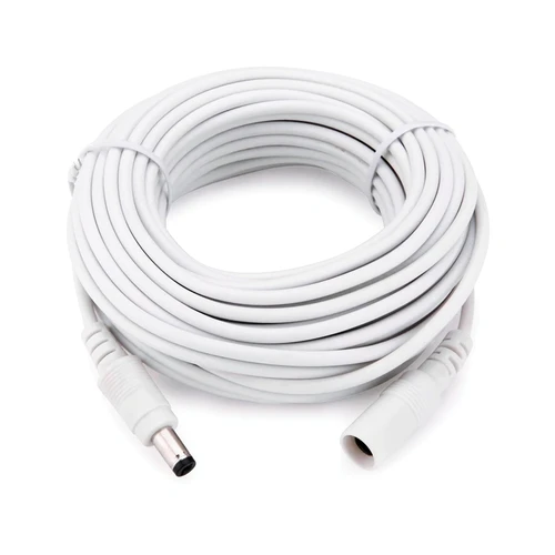 Cable de extensión de alimentación CC de cobre, 12V, blanco, 3M/5M/10M/15M/20M/30M/50M, Cable extensor 2,1x5,5mm hembra a macho para cámara de tira LED