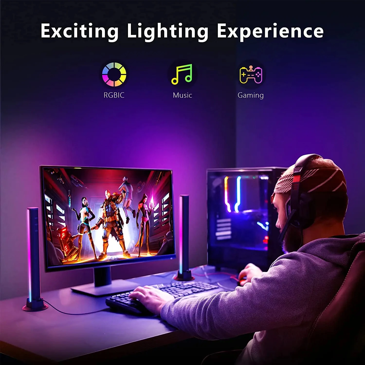 Imagem -05 - Rgb Led Atmosfera Barra de Luz Bluetooth Controle App Música Lâmpada de Sensoriamento Ritmo Jogo tv Decoração Desktop Iluminação Presentes