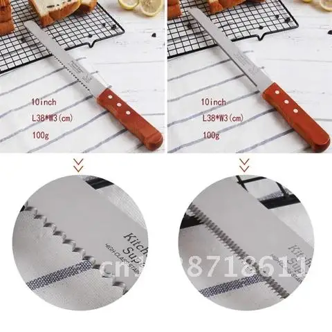 10Inch Cake Knife Bread Knife Toast Slicing Knives Cake Slicer Baking Pastry Cutter Serrated Blade Easy Cut Bread Cake Tools