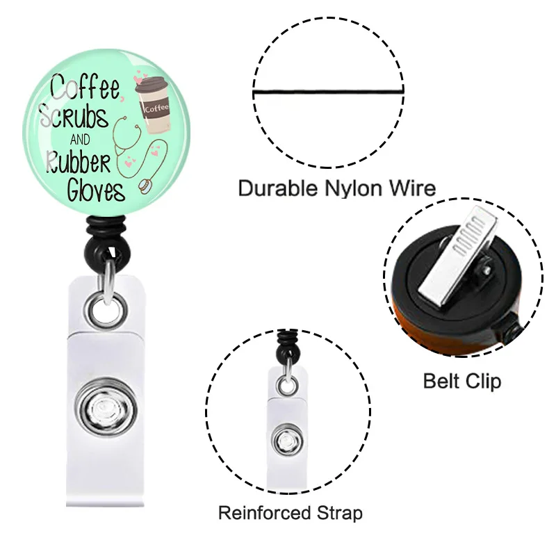 A0513 Nurse Cap Stethoscope Band-Aid ABS Retractable Badge Reel Pull ID Card Badge Holder Nurse Badge Lanyards School Supplies