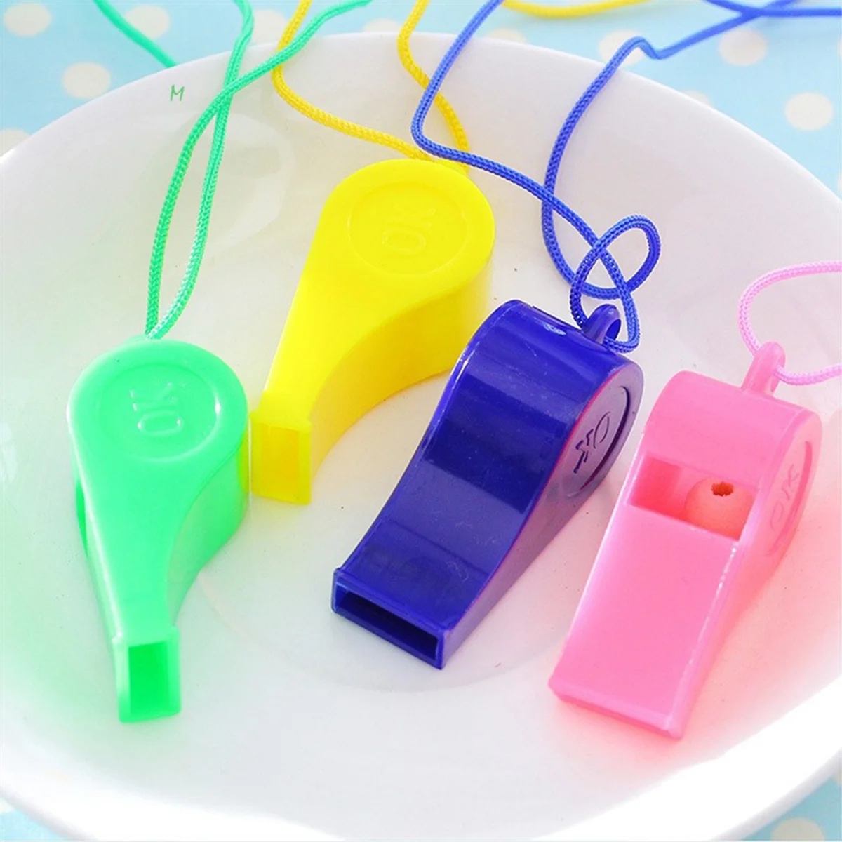 A72Z Plastic Whistle Colorful Cheer Referee Whistle with Lanyard (Random Color)
