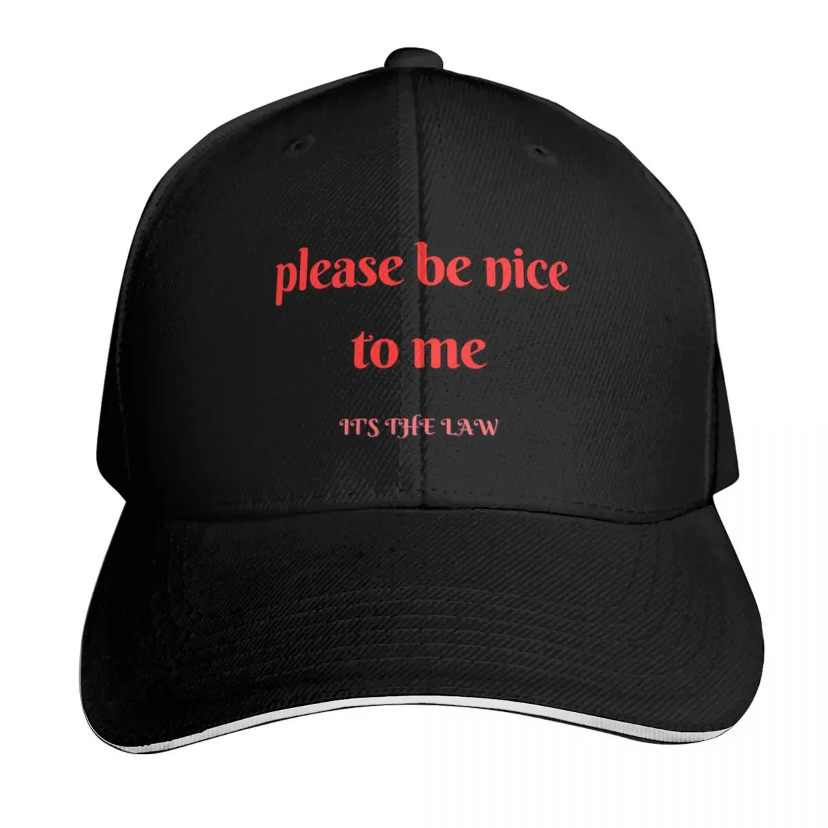 

Please be nice to me it's the law Baseball Cap Fashion Beach Funny hats cute Military Tactical Cap Men Hats Women's