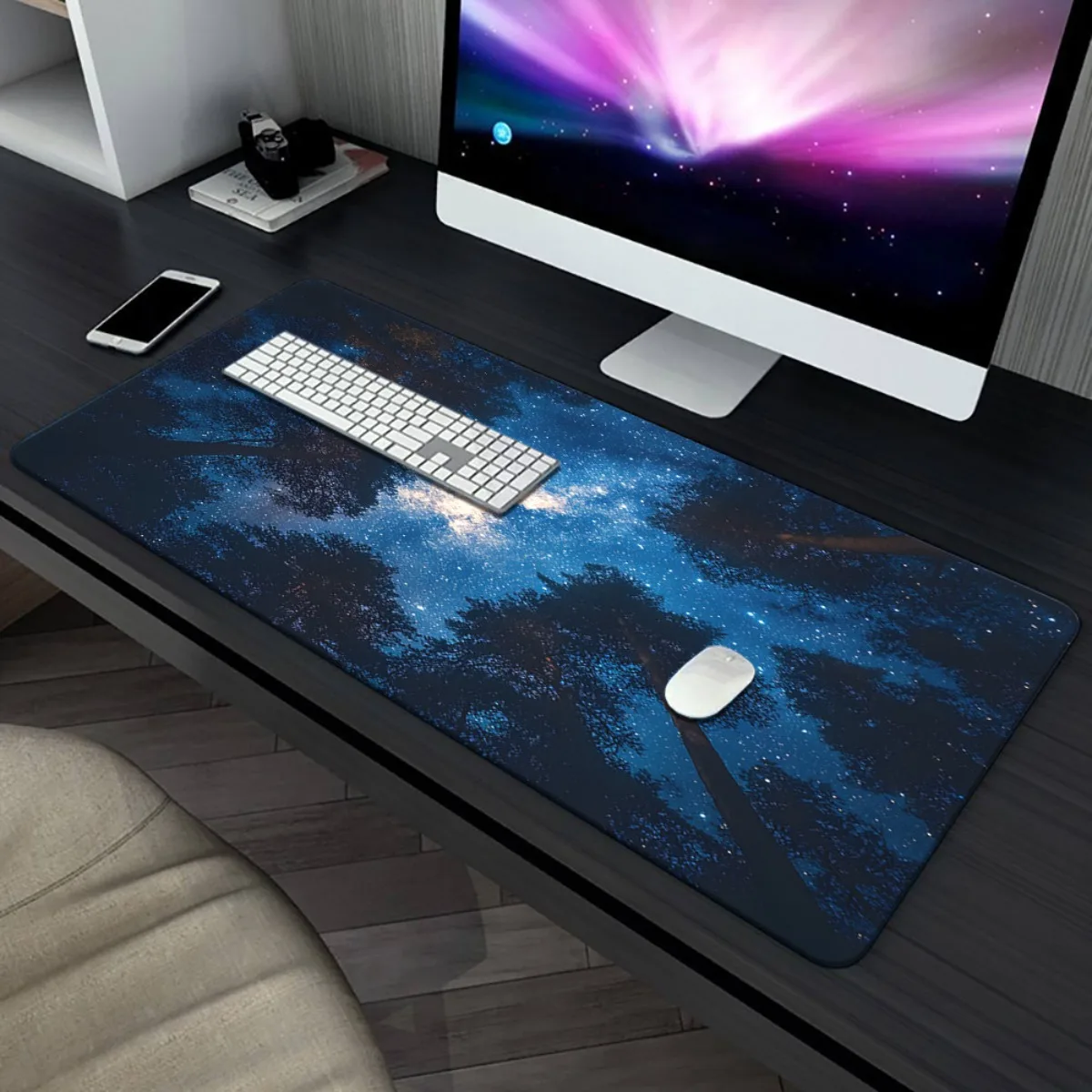 Starry Sky Trees XXL Extended Mouse Pad Durable Rubber Base Gaming Desk Mat for Office