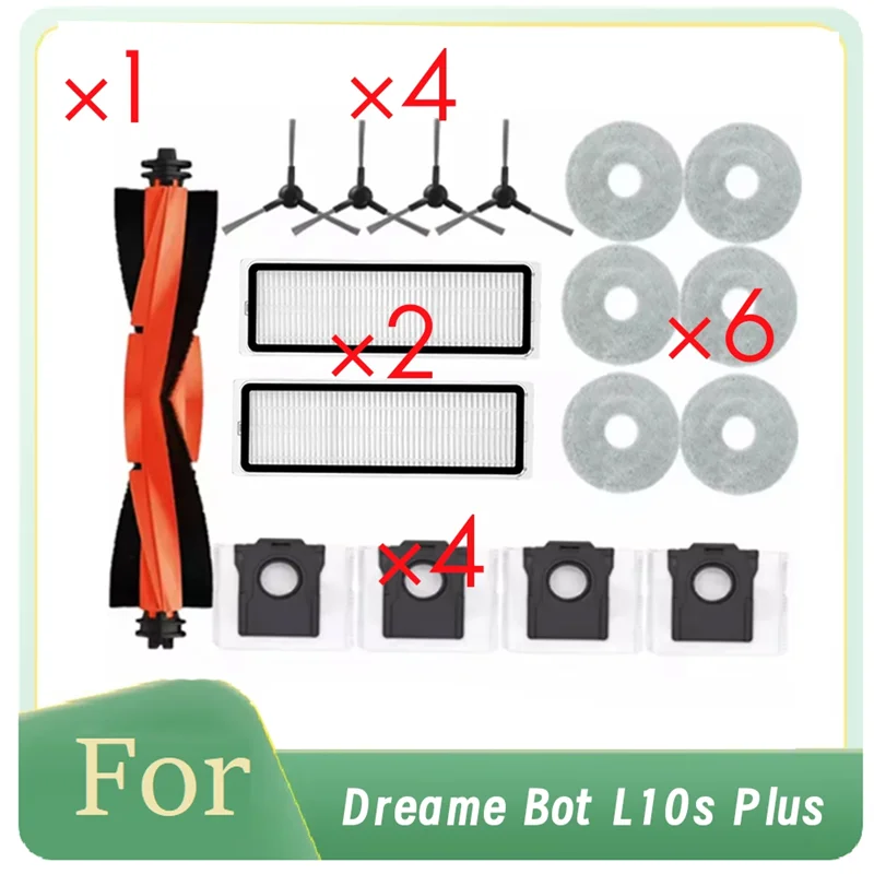B07B-For Dreame Bot L10s Plus روبوت فراغ الجانب الرئيسي فرشاة ممسحة تصفية أكياس الغبار طويلة الأمد قطع الغيار الملحقات