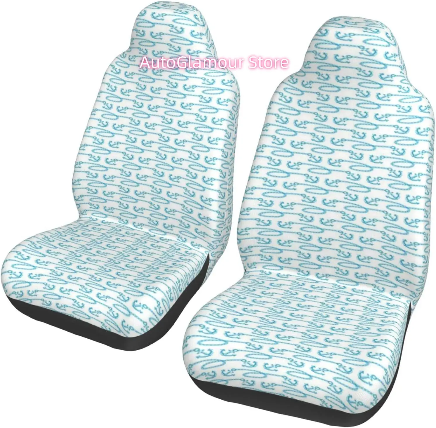 

Anchor Chains Sailing Cartoon Print Universal Car Seat Covers 2-Piece Set - Stretch-to-Fit Front Seat Protectors for Cars, Truck