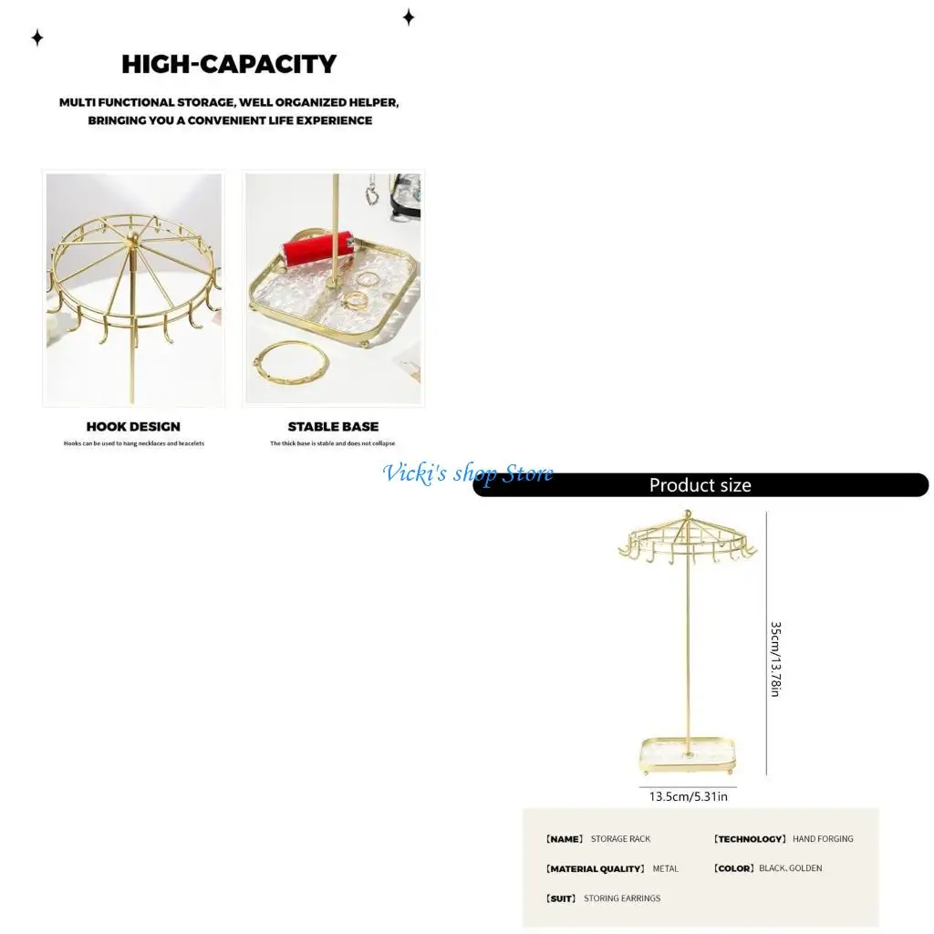 Rotating Metal Acrylic Jewelry Display Stand Detachable Necklace Holder Organizers