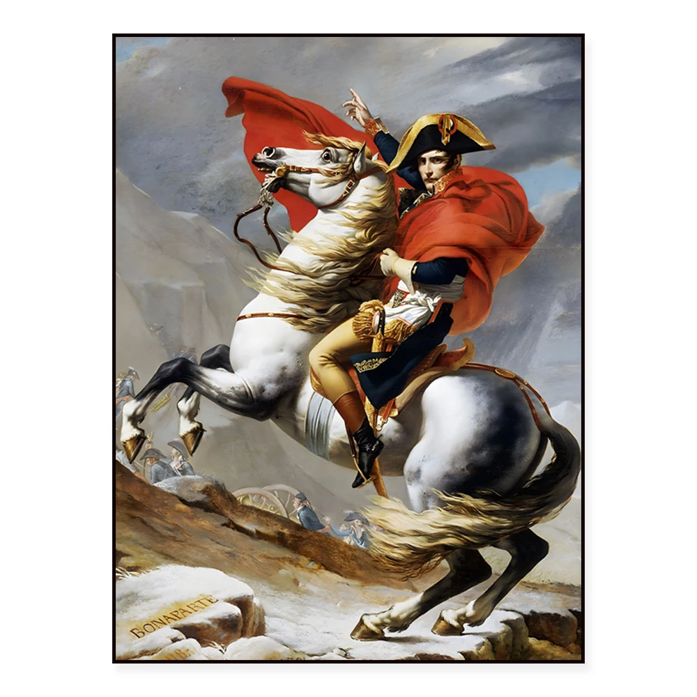 Napoleon Crossing the Alps - 3 Colour Variations, French Empire Historic Propaganda Painting Poster