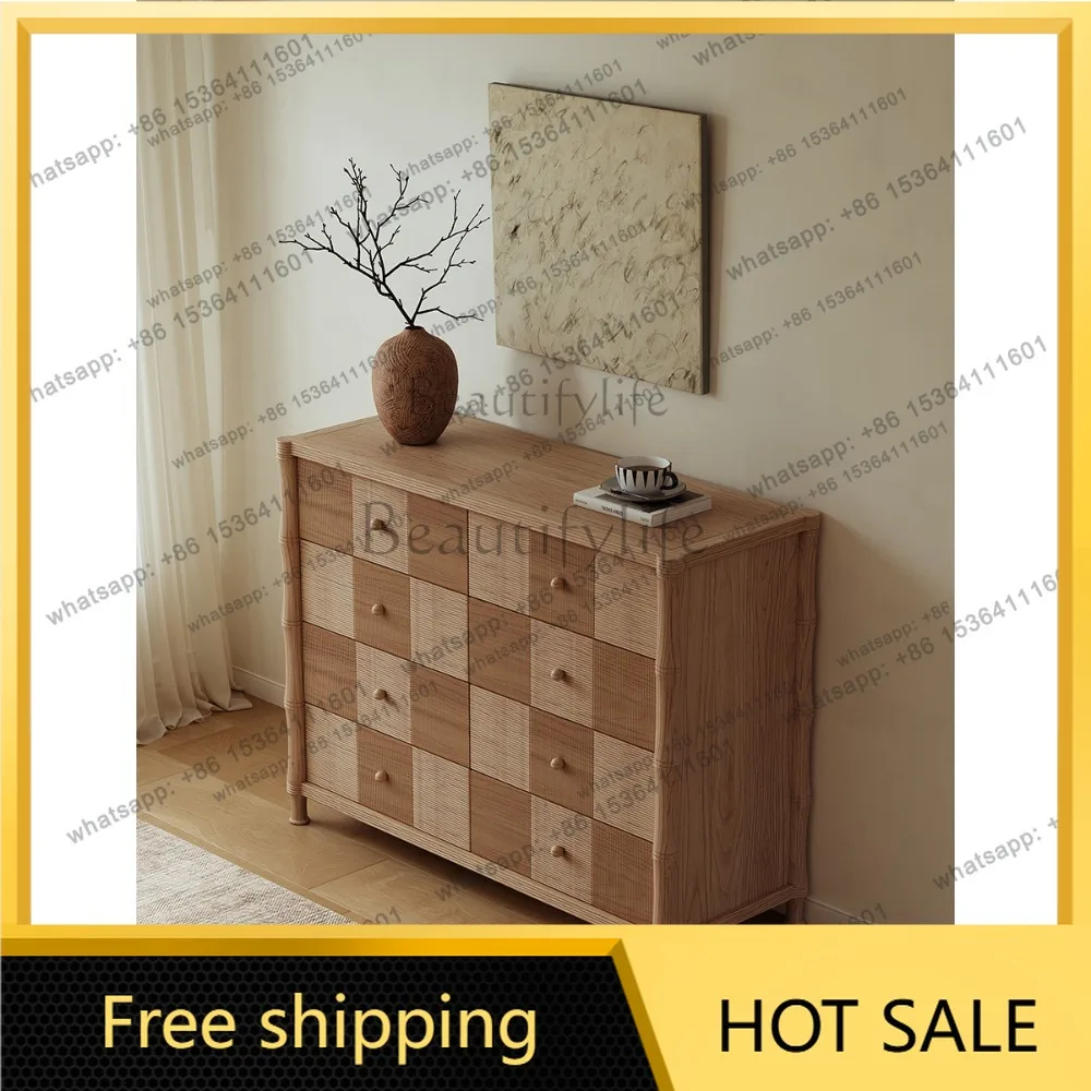 FG2026 new solid wood French natural wind log art high-end living room bedroom against the wall
