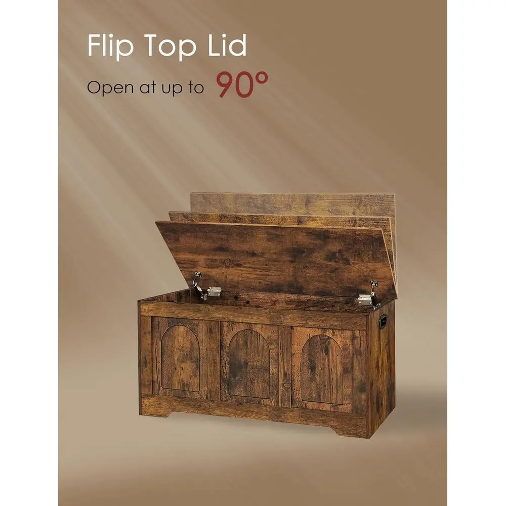 大きな素朴な木製収納チェスト、フリップトップ玄関靴ベンチ付き、39.4、組み立て簡単、リビングルーム、寝室、プレイルームに最適