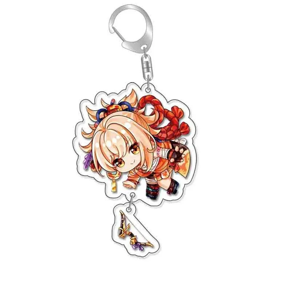 Game Yuan Shen Impacting Pendant Accessory Cute Yae Miko Klee Zhongli Tartaglia Beelzebul Decoration Q Version Acrylic Keychain
