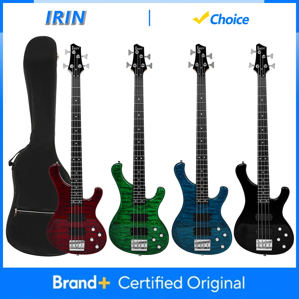 IRIN 4 Strings Electric Bass Guitar 24 Frets Maple Neck Oguman Body Bass Guitarra with Bag Cable Professional String Instruments