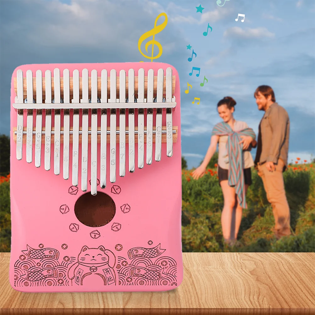 

1Set Pink 17 Keys Kalimba Thumb Piano Beginner Finger Piano Portable Music Instrument Lightweight Crisp Sound Mbira for Adults