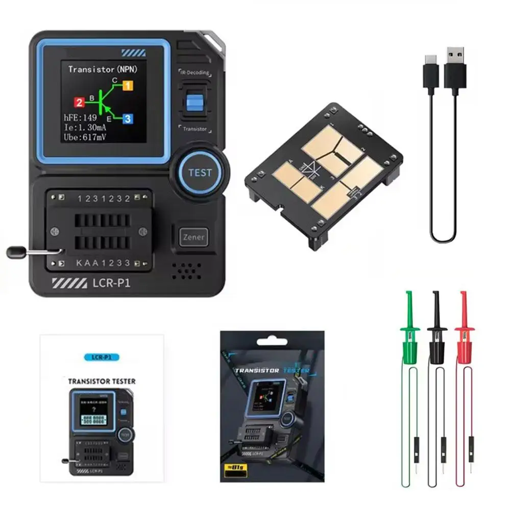 LCR-P1 Transistor Tester Diode Triode Capaciteit Weerstandsmeter LCR Meter NPN PNP MOSFET IR Multifunctionele Tester