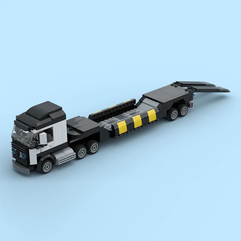 Cidade modelo de carro moc tijolos de construção caminhão com reboque lowboy tecnologia modular crianças presentes do feriado montar brinquedos terno