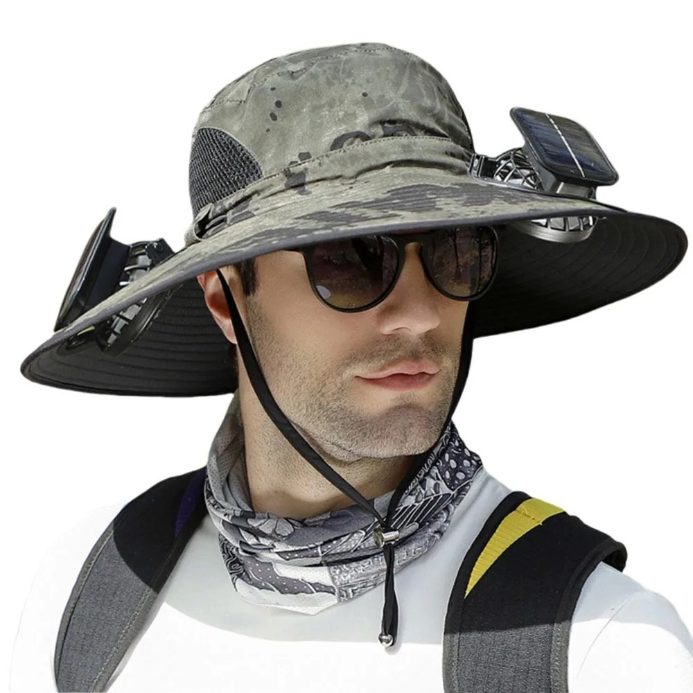 

New Solar Charging Solar Fan Hat Wide Brim Big Rim Fishing Hat Quick Dry Usb Charging Men's Sun Hat Outdoor