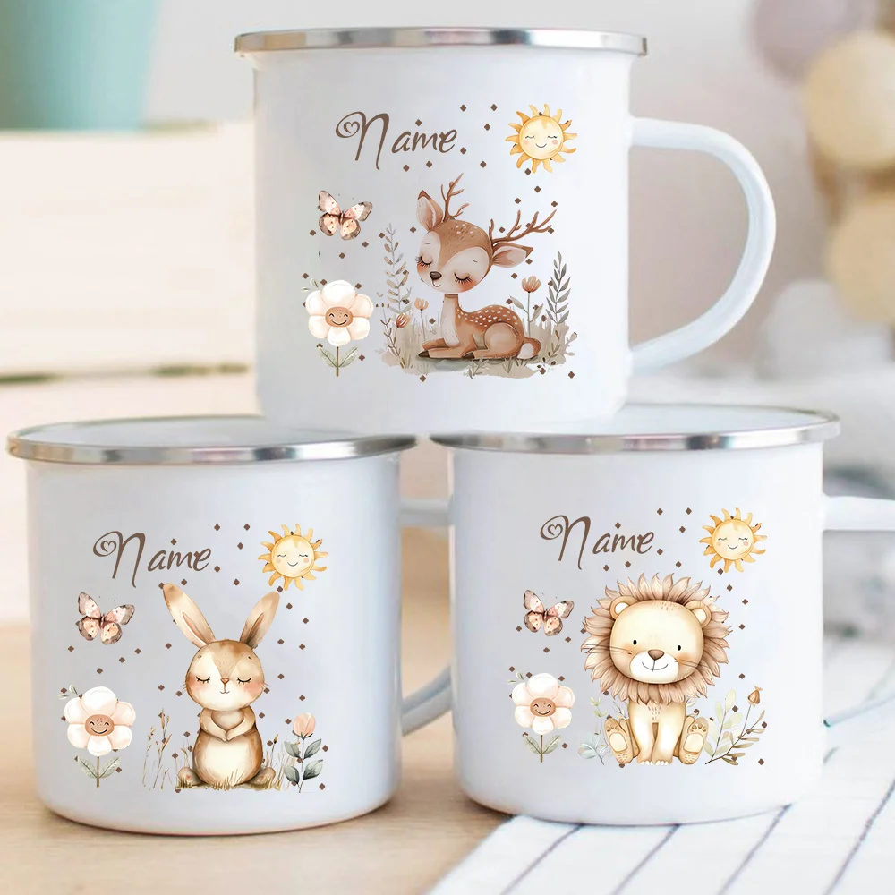 

Personalised Children Enamel Mug Hot Chocolate Custom Name Mug for Boys Kids Handle Mugs Birthday Party Favors Children's Gift