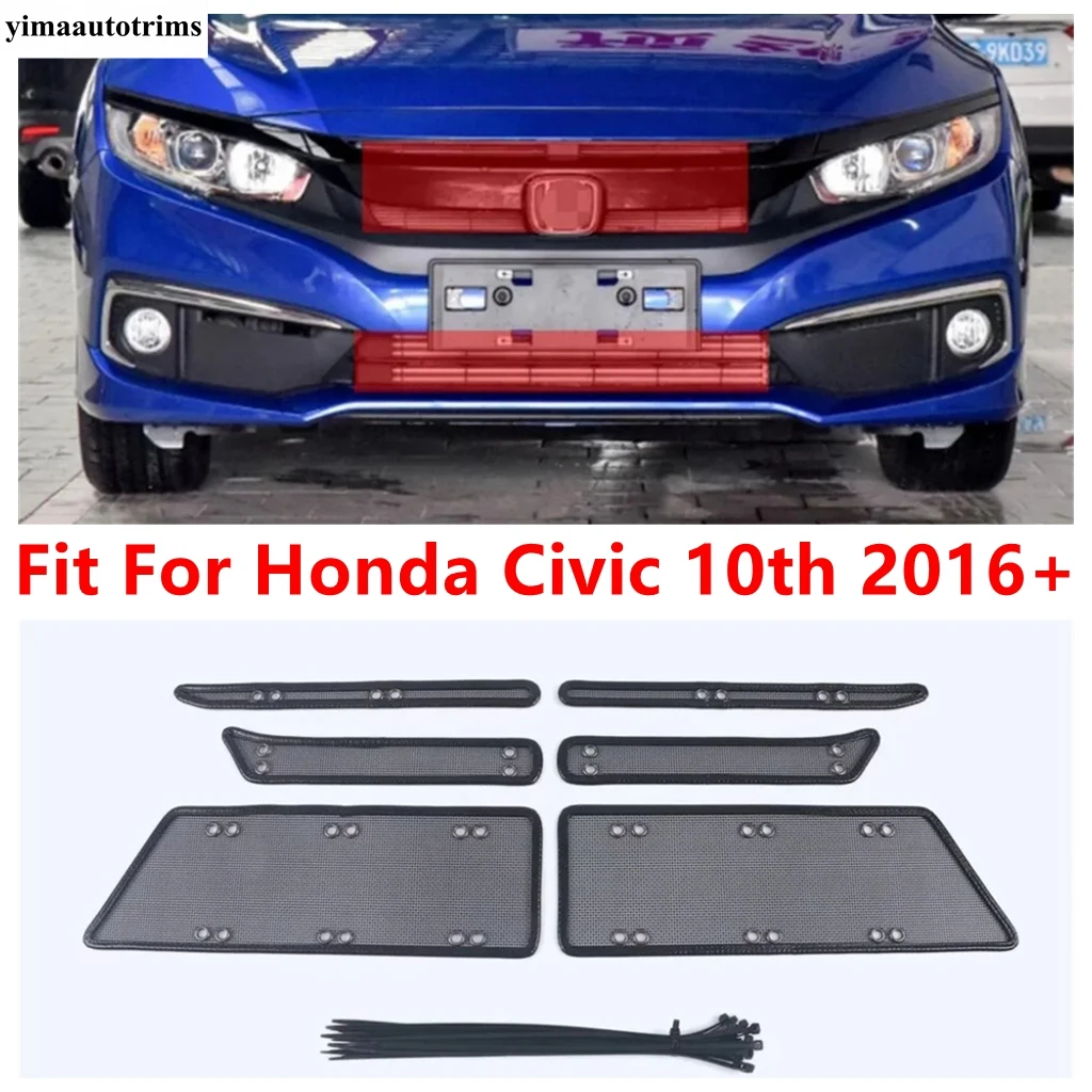 

Car Front Grille Insert Net Insect Screening Mesh Protection Cover Trim Accessories Exterior For Honda Civic 10th 2016 - 2021