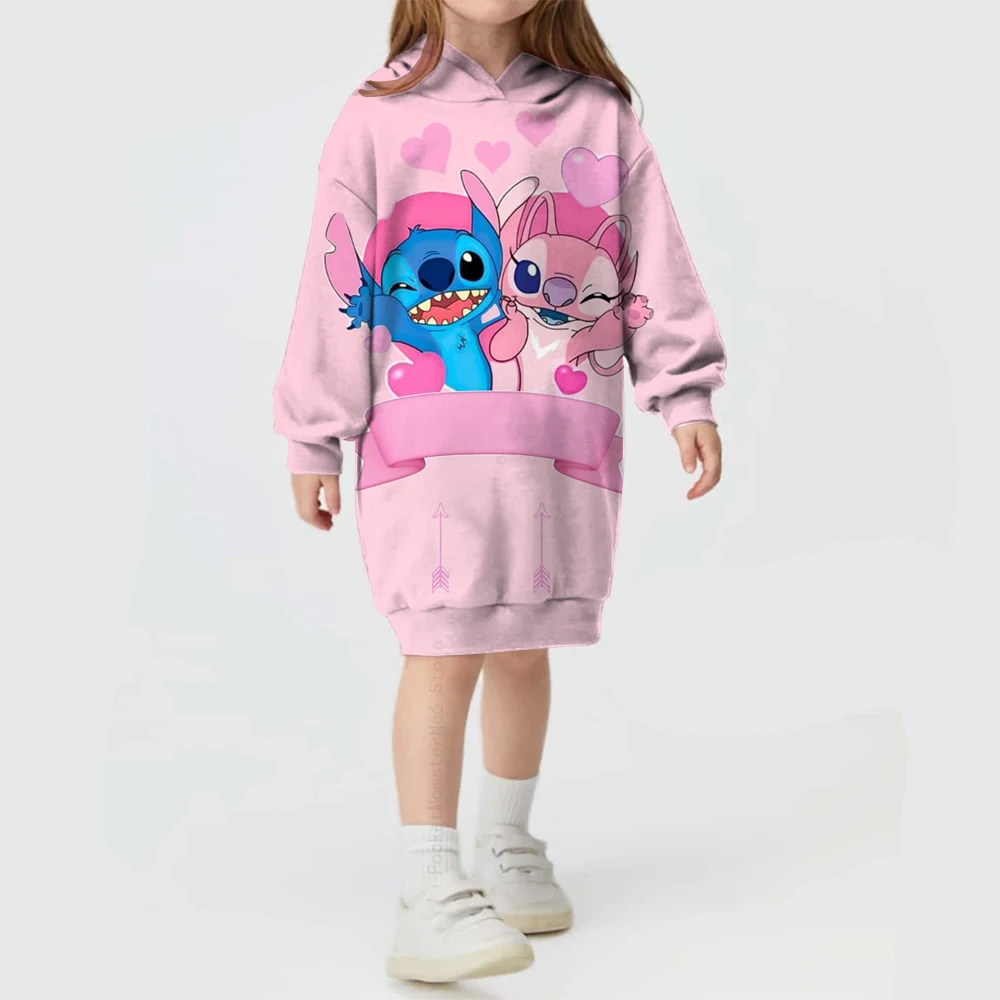 Autumn and winter Disney Stitch sweater hooded dress 2024 hot selling Stitch pattern simple cute fashion hoodie