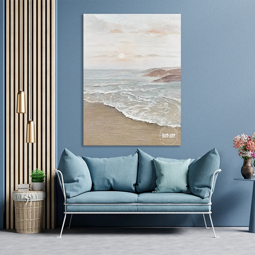 

Sea Wave Oil Paintings, Beautiful Landscape 3D Picture，Abstract Canvas Art Design Textured Wall, Large Home Accessories Decor