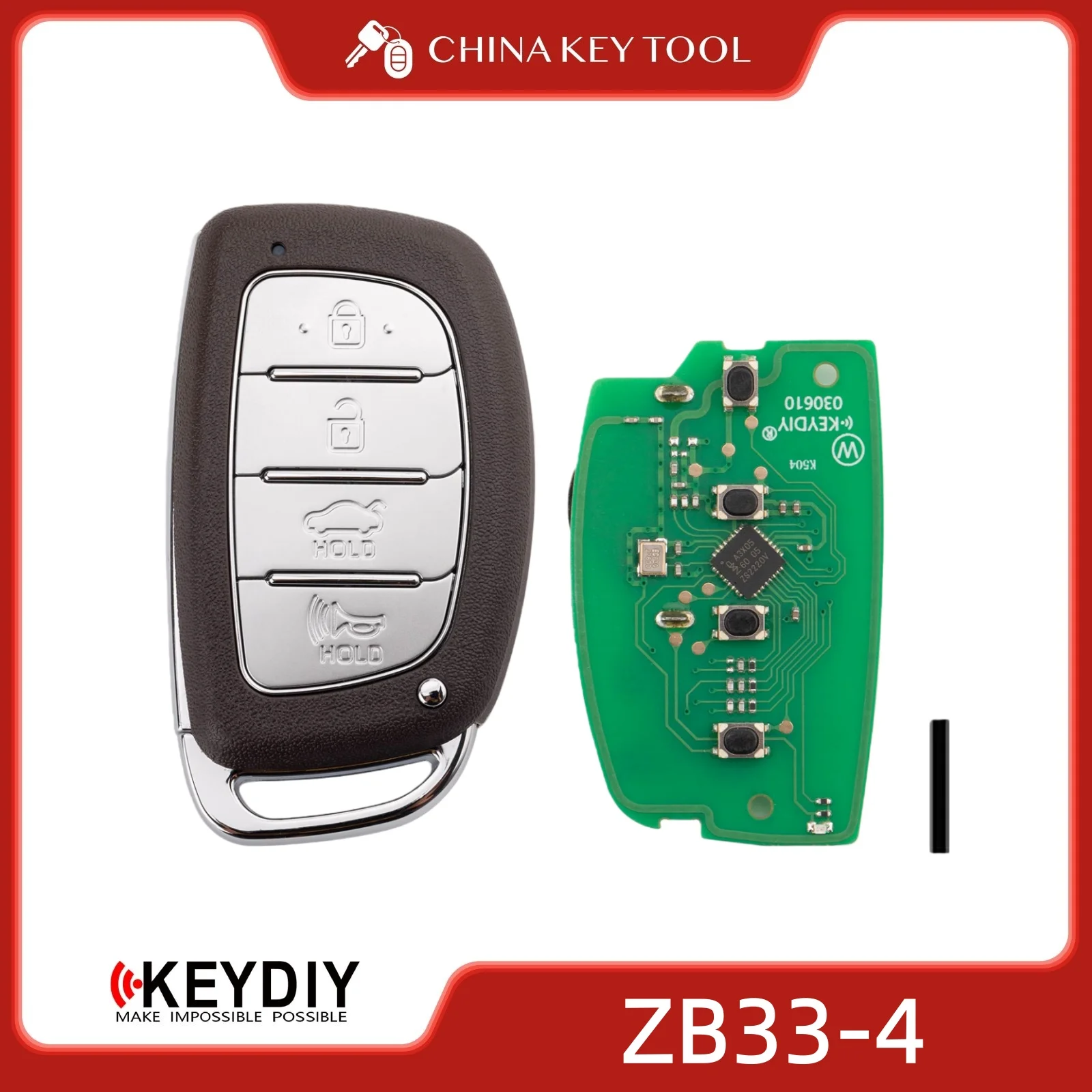

KEYDIY KD ZB33-4 Универсальный интеллектуальный дистанционный ключ 3 + 1 кнопки, совместимые с Hyundai Type