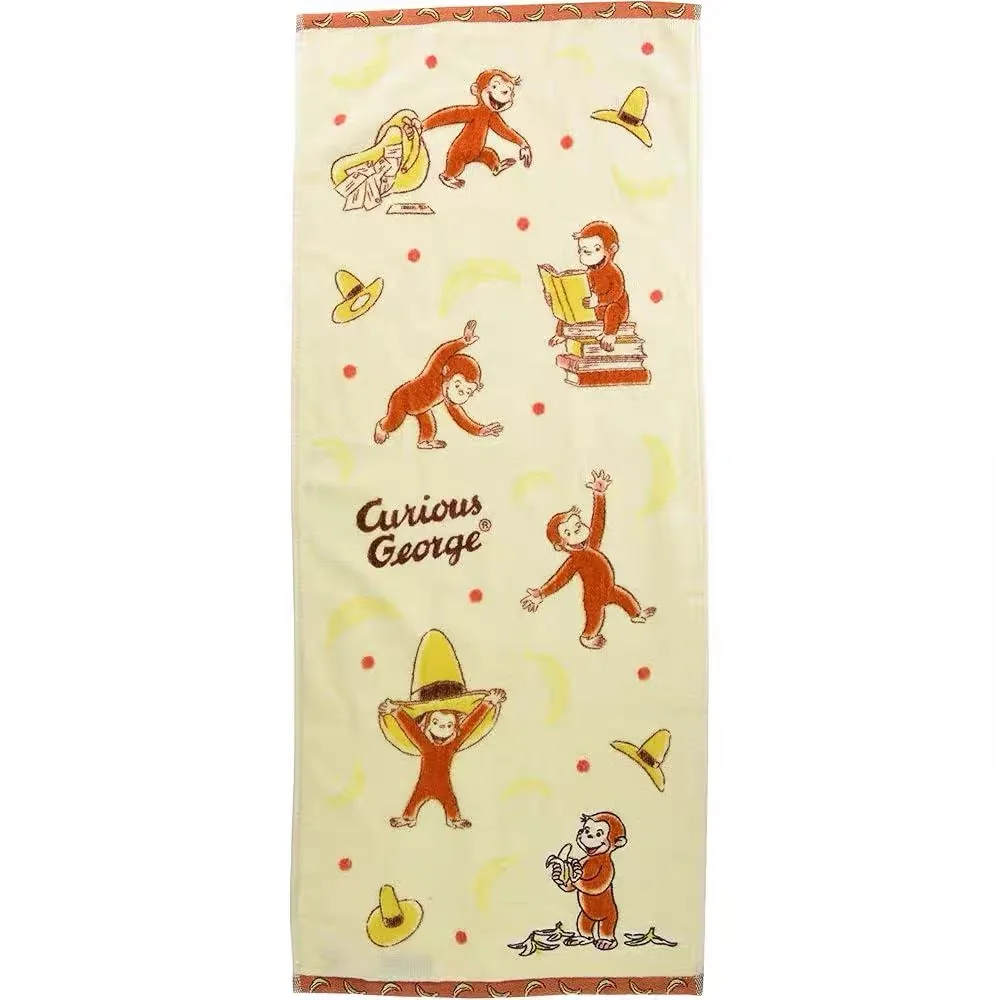 

New Cute Anime Curious George Monkey Kids 100% Cotton Fabric Long Towels Small Blanket for Children
