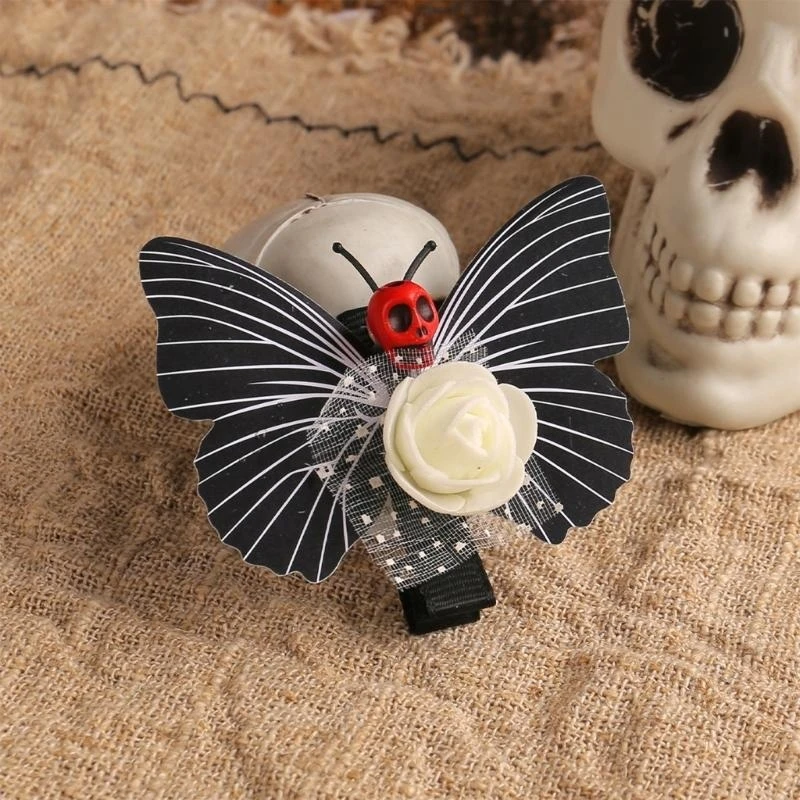 

10pcs Spooky Skull Butterfly Hair Clip Halloween Butterfly Skull Hair Decorations for Creative Party Hairstyling Needs 15UB