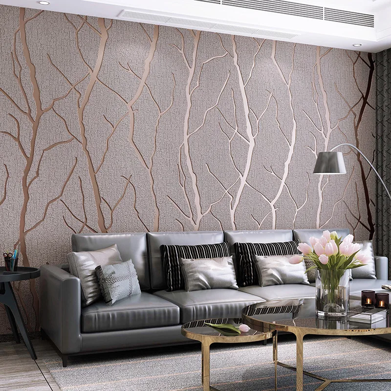 Imagem -03 - Deer Skin Thickened Non-woven Wallpaper Linhas Minimalistas Modernas Veludo 3d Sala de Parede Alta Qualidade Rolo