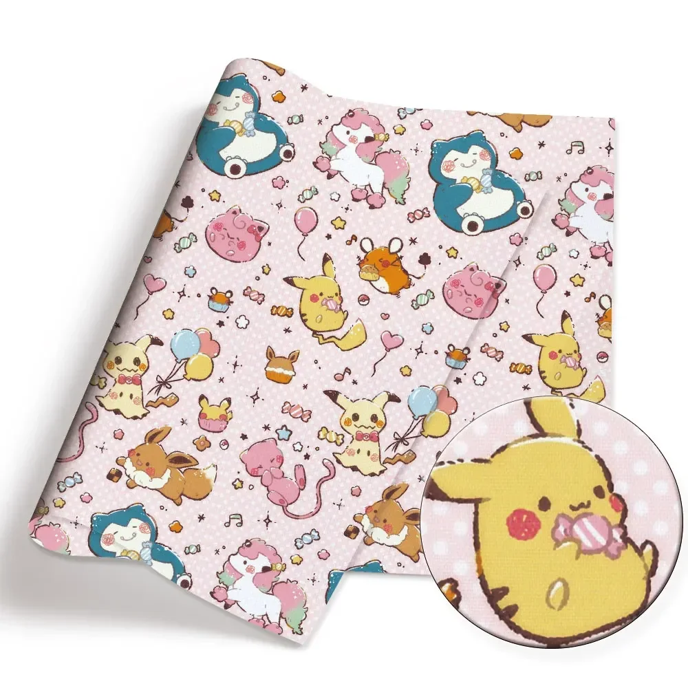 Pokemon Cartoon Fabric140*50cm Handmade Sewing Patchwork Quilting Baby Dress Home Sheet Printed Fabric Fabric Sewing Kids