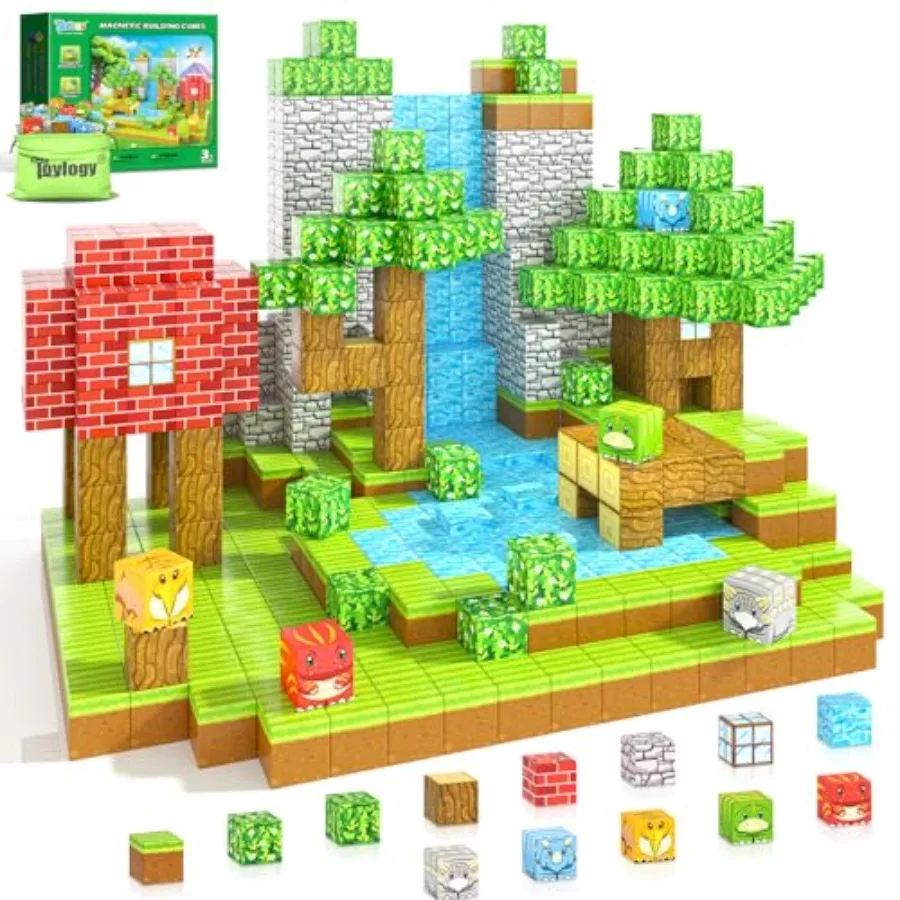 

Magnetic Blocks for Sensory STEM Learning: Plastic Multicolor Strong Magnet Hold Ideal for Toddler Construction Play Christmas