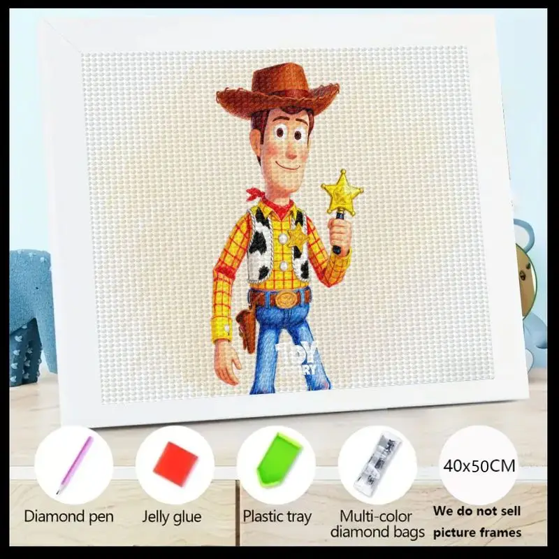 

1PC Full Drill 5D DIY Diamond Painting Kit, Disney Pixar Toy Story Woody Sheriff Cartoon Movie Character Diamond Art, Crystal Rh