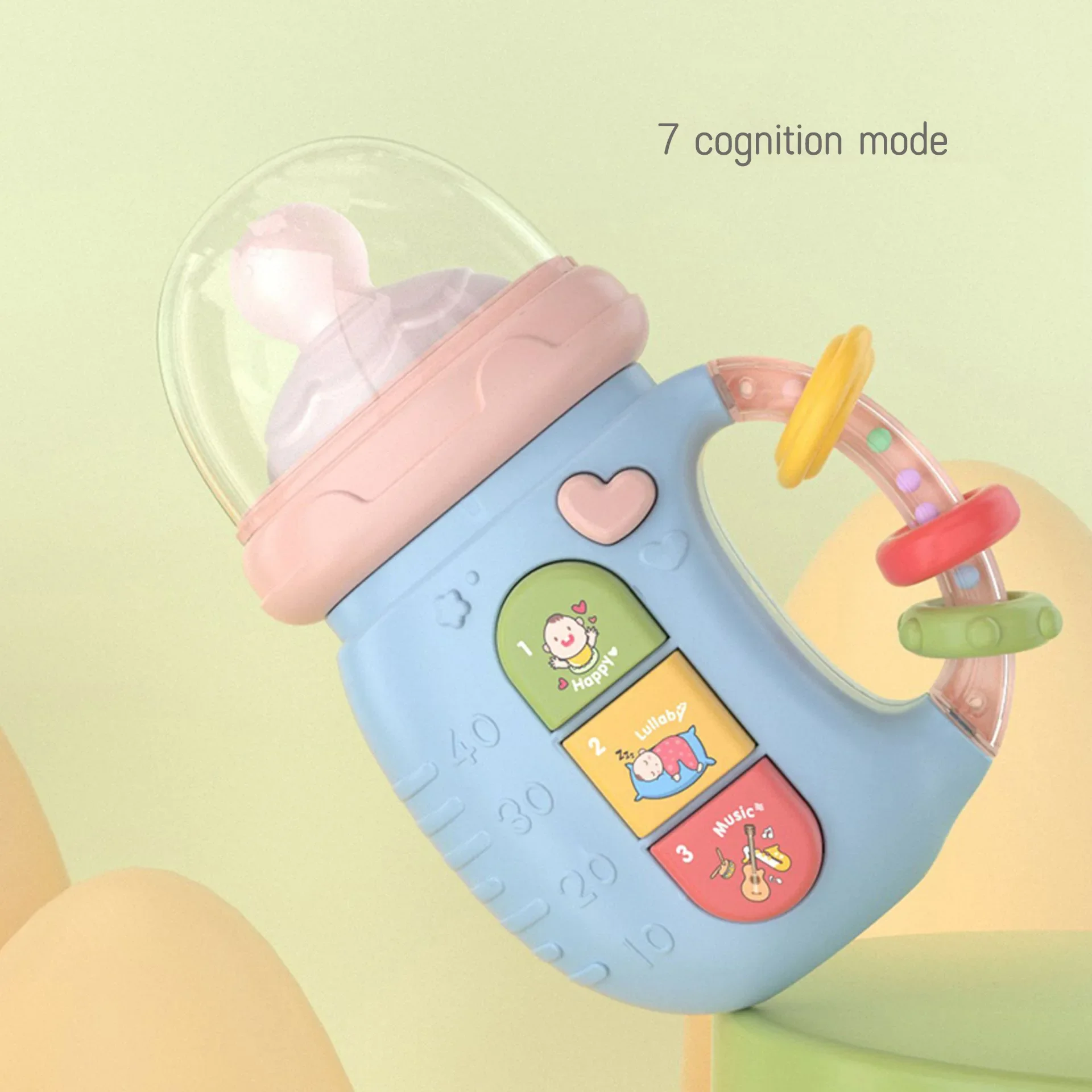 Baby Accessories Baby Bottle Newborn Soft Teething Bottle Rattle Bell Early Education Soothing Toy Light Music Toys for Children