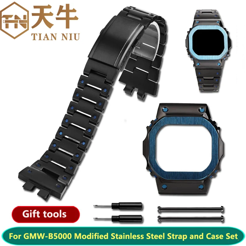 GMW-B5000 New Modified Strap and Case Set for Casio 3459 GMW-B5000 Series Metal watchband and Stainless Steel Case Accessories