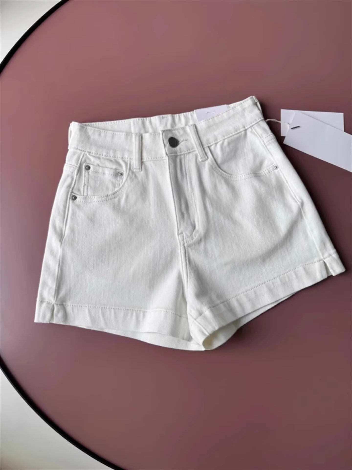 High Waist A-Line Denim Shorts Women's Summer Thin Split Casual Cotton Jeans High Waist Retro Washed Short Pants for Ladies