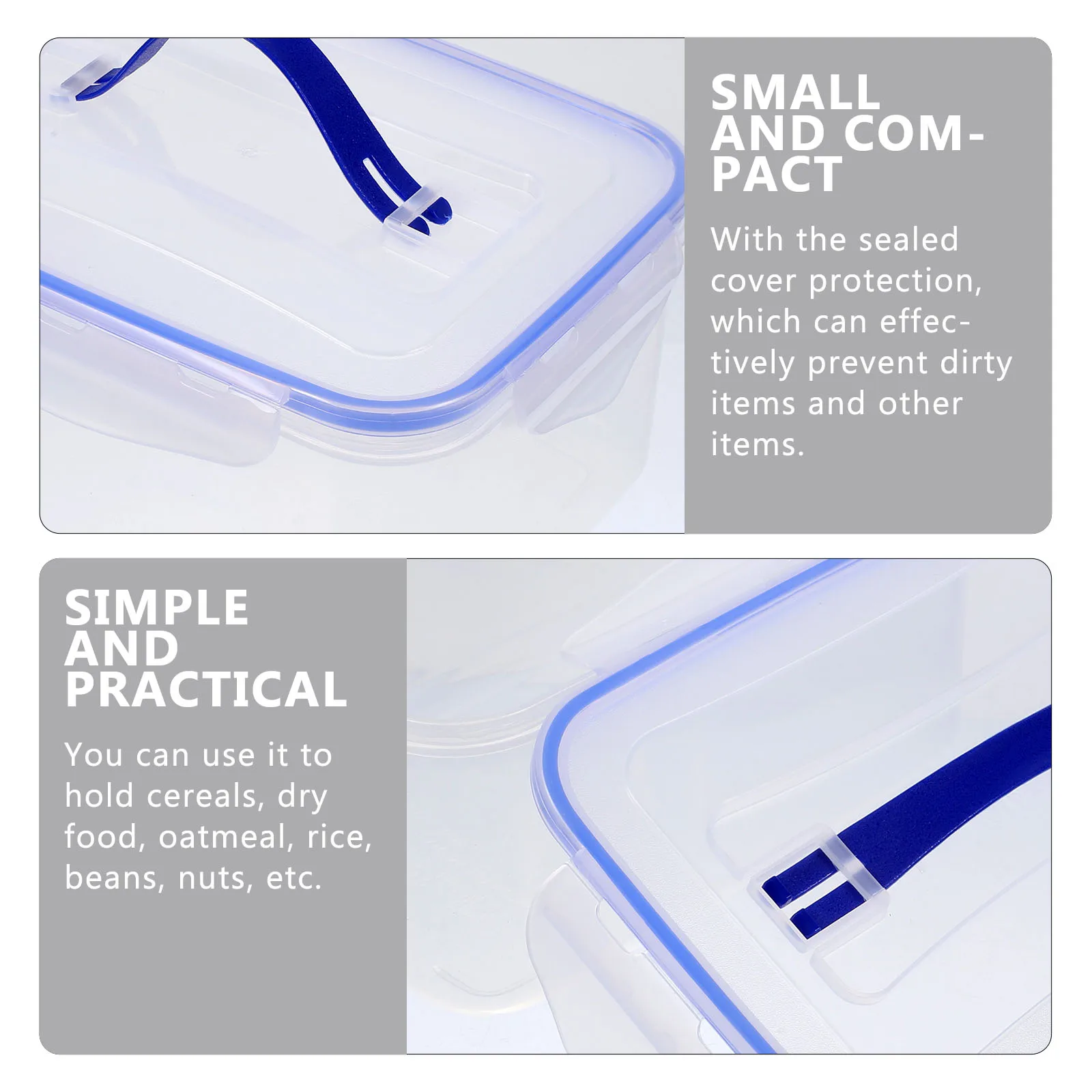 

3pcs Food Storage Box Transparent Plastic Container For Kitchen Cereals Beans Grains Coffee Dry Fruit With Handle Sealed Storage