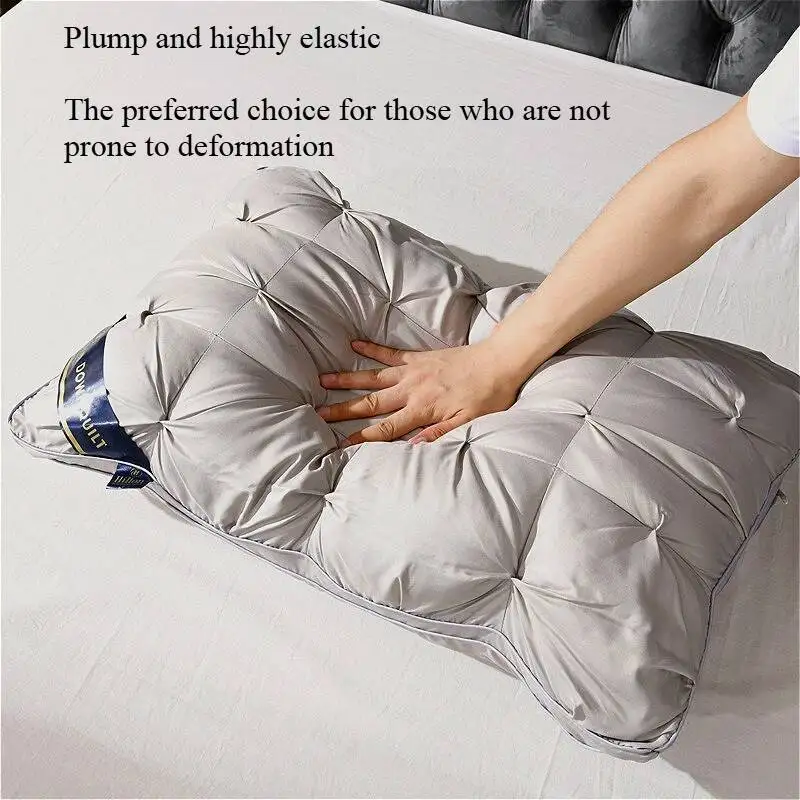 

Liv-Esthete Noble Goose Down Pillow Sleep Gift Down-Proof Queen King 100% Cotton White Neck Protection Bed Pillows.-